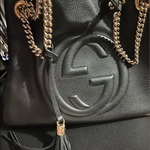 Authentic black GG LARGE SHOULDER BAG